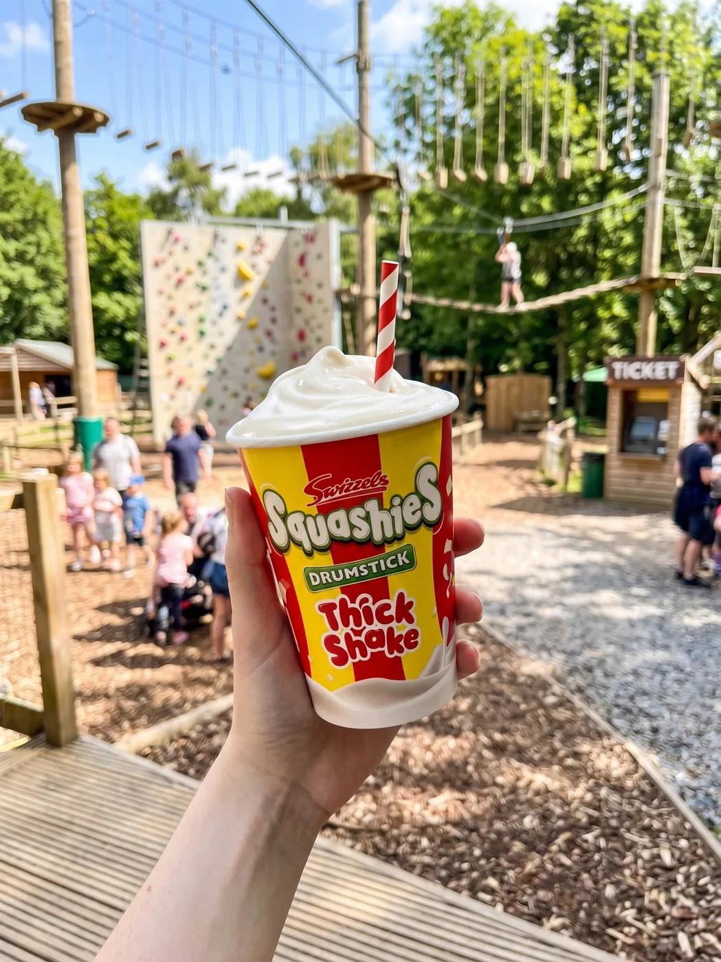 Squashies Thickshake at an outdoor adventure park