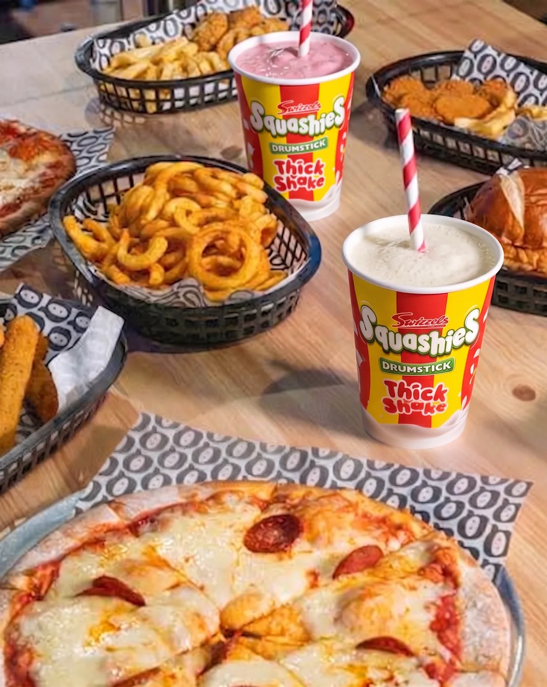 Squashies Thickshakes served with food