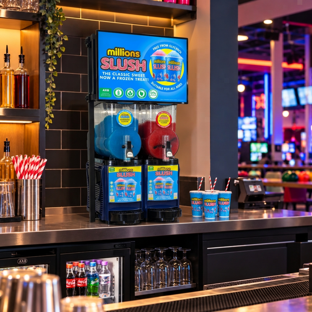 Millions Slush machine on a leisure venue bar counter