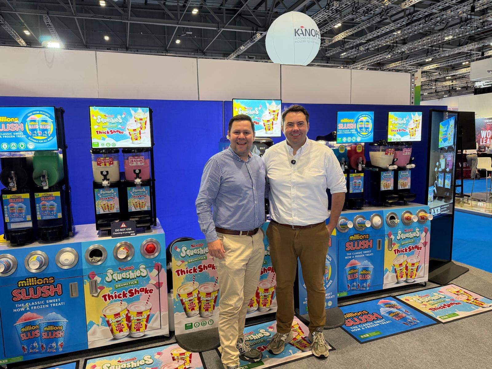 Andy and Mike from AXB Group at their branded Millions Slush and Squashies Thickshake trade stand